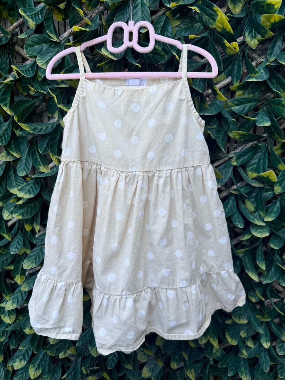 💫4/$25 • Rise Little Earthlings Girls' Cream Polka Dot Tiered Sundress